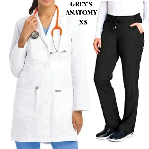 Grey's Anatomy Jackets & Blazers - GREY'S ANATOMY WHT LAB COAT & BLK DRAWSTRING PANTS